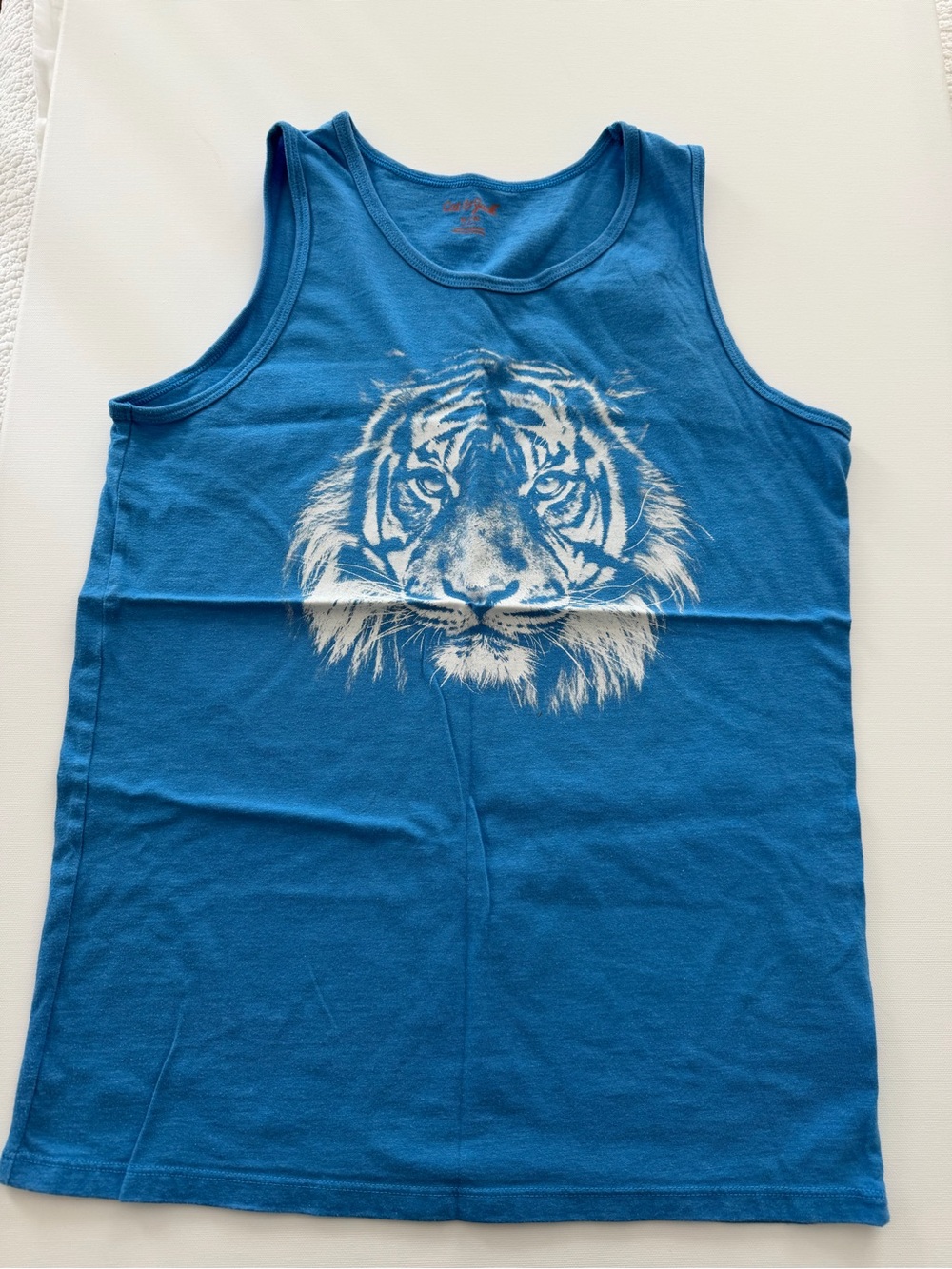 Cat & Jack Blue Tank Top with White Tiger Graphic